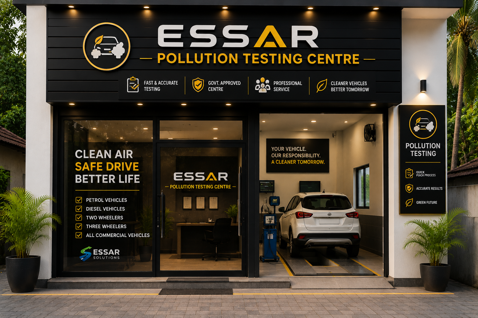 Vehicle emission testing in progress